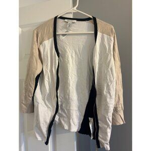 White House Black Market Color Block Knit Open Front Cardigan
